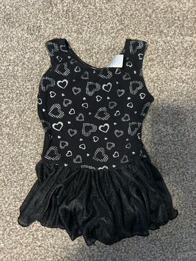 chic Black Heart Print Bodysuit with Silver Accents